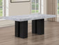 Artemis 5 Piece 70″ Rectangular Gray Marble Table, Black Finish with 4 Gray Chenille Chairs