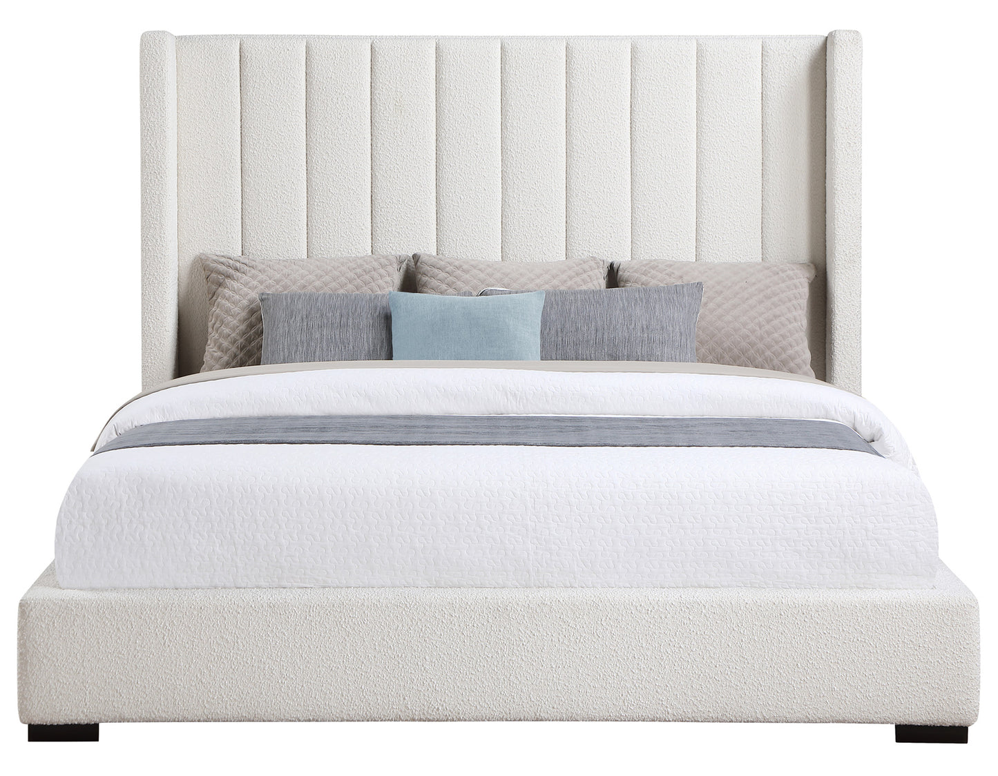 Pearson Queen Bed, Cream Velvet
