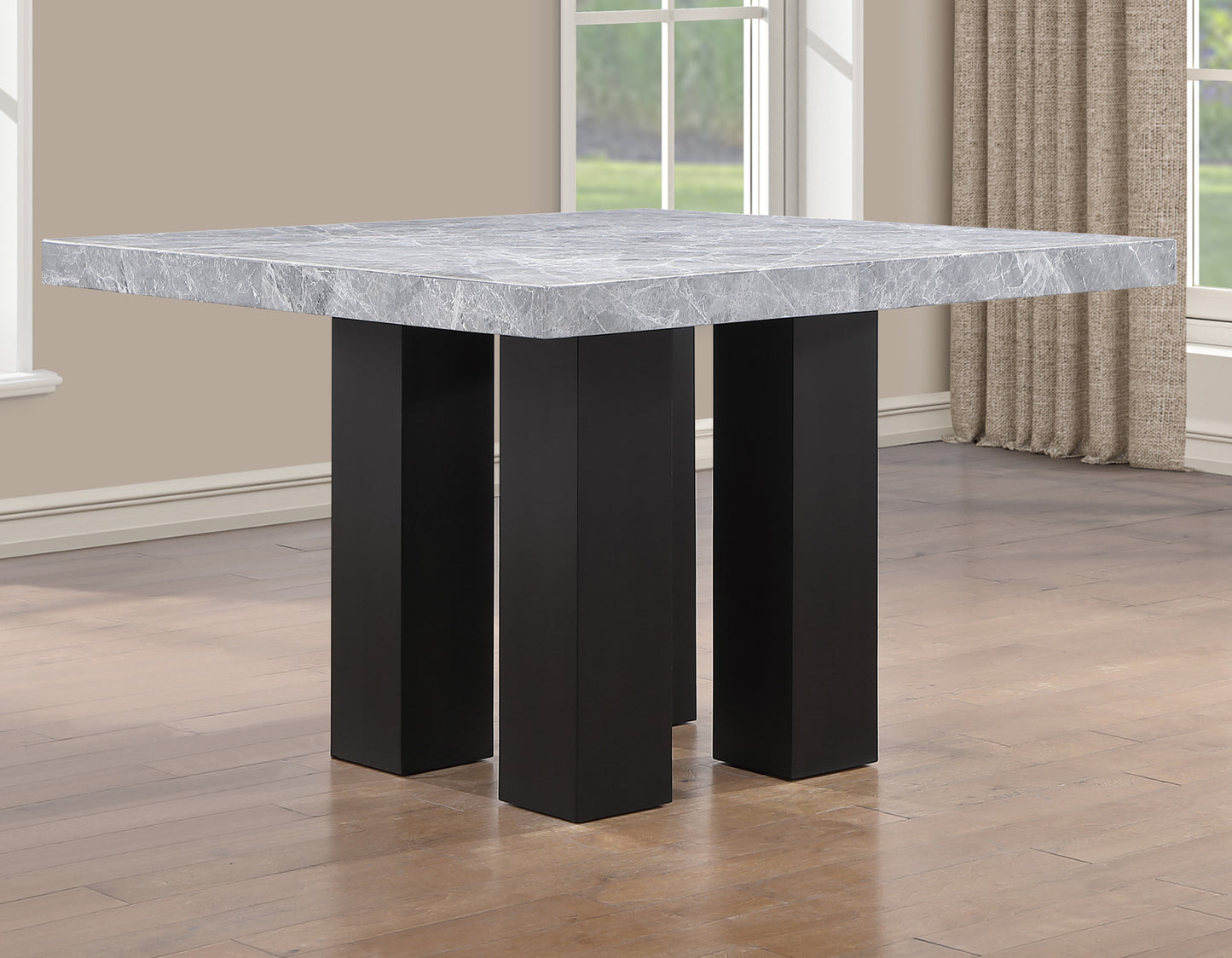 Artemis 54 inch Square
Gray Marble Top Counter Table, Black Finish