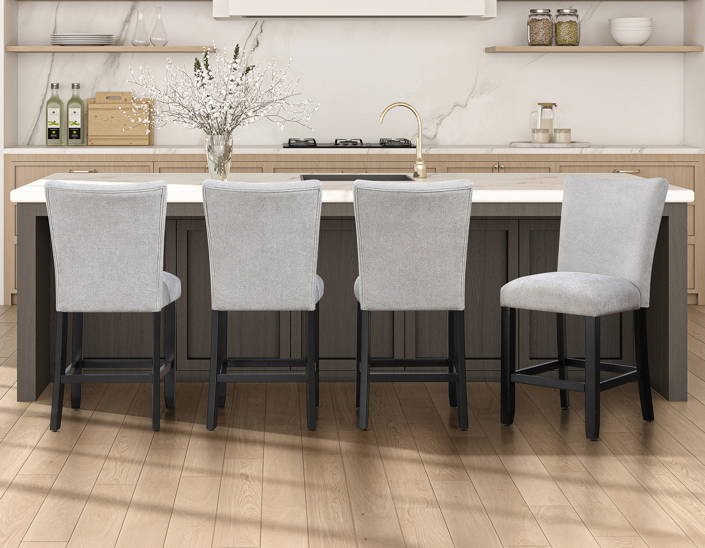Artemis 24″ Counter Stool, Gray Chenille