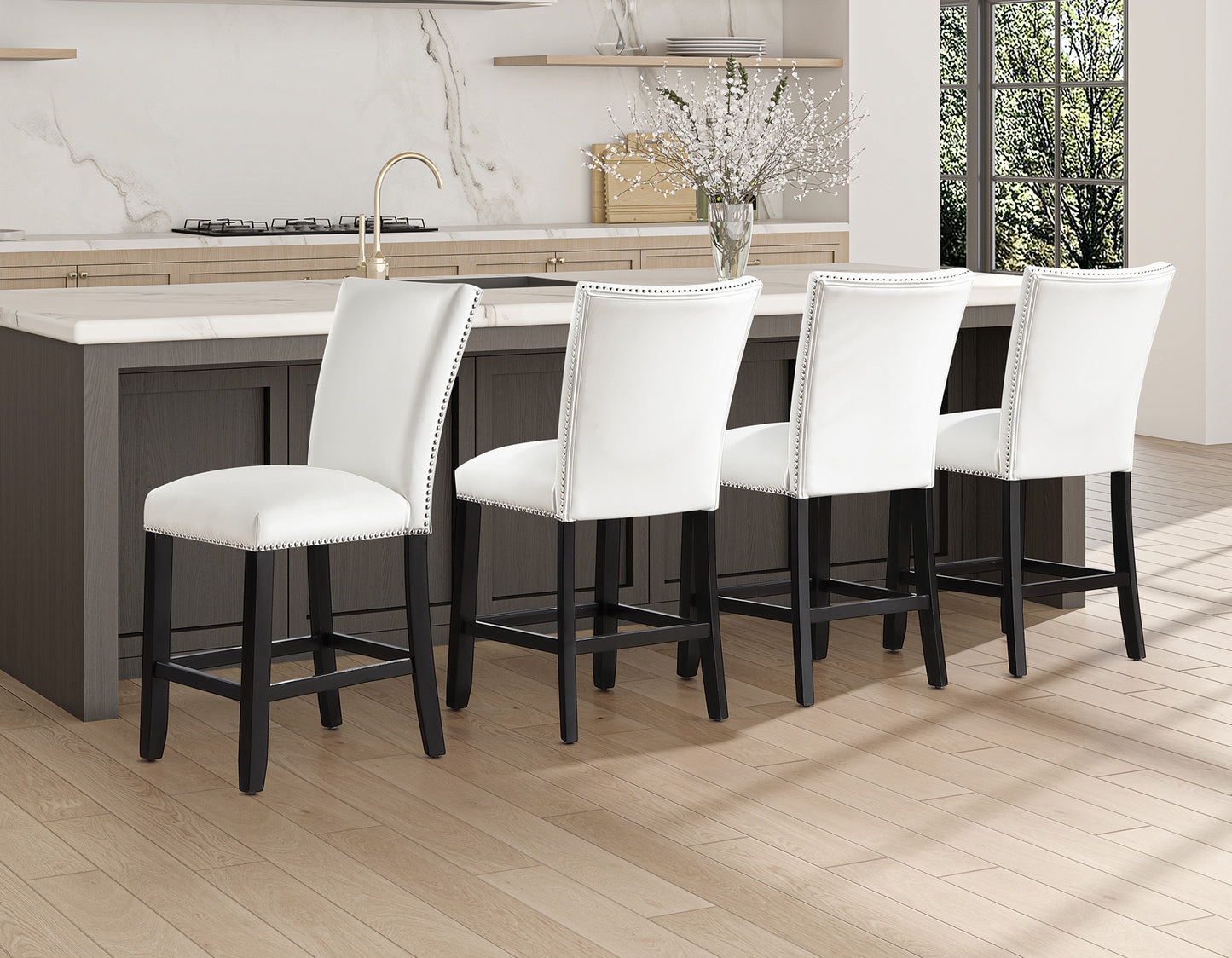 Artemis 24″ Counter Stool, White Vegan Leather