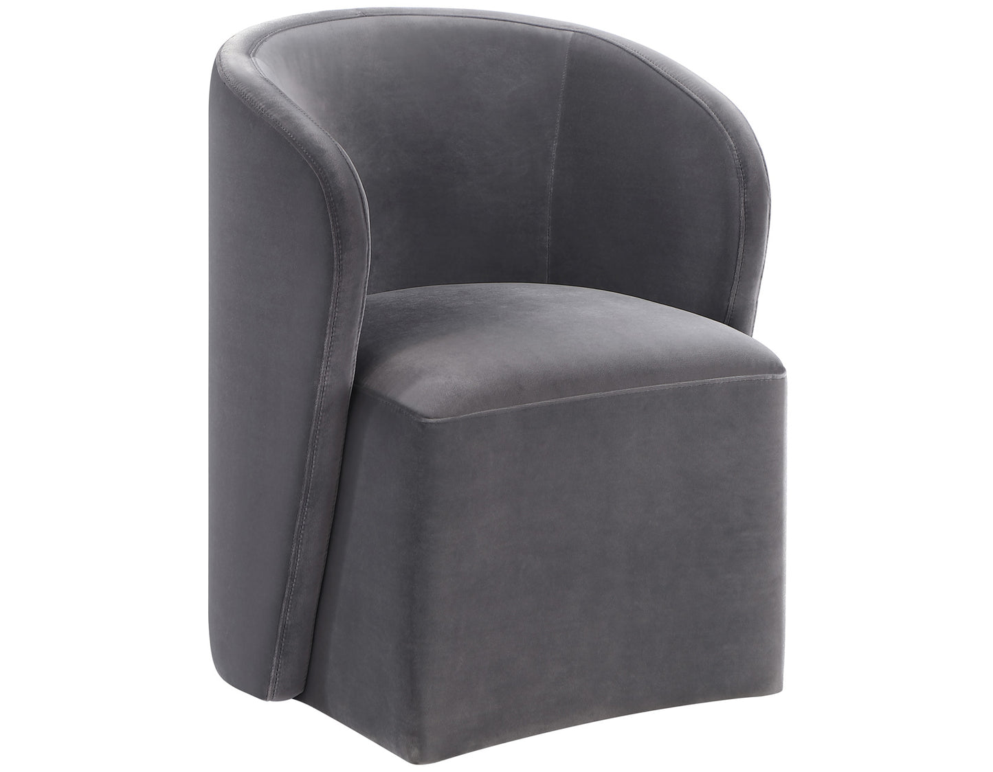 Annie Gray Velvet Barrel Chair w/Casters