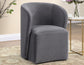 Annie Gray Velvet Barrel Chair w/Casters