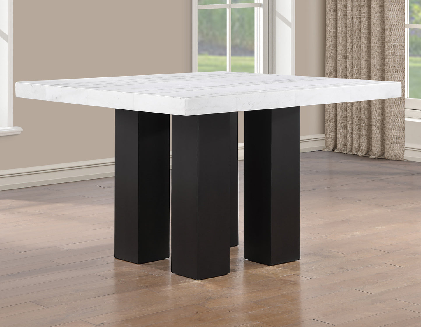 Artemis 54 inch Square
White Marble Top Counter Table, Black Finish