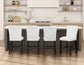 Artemis 5-piece 54″ Square White Marble Counter Table with 4 Artemis White Vegan Leather Counter Chairs