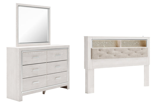 Altyra King Bookcase Headboard with Mirrored Dresser Smyrna Furniture Outlet
