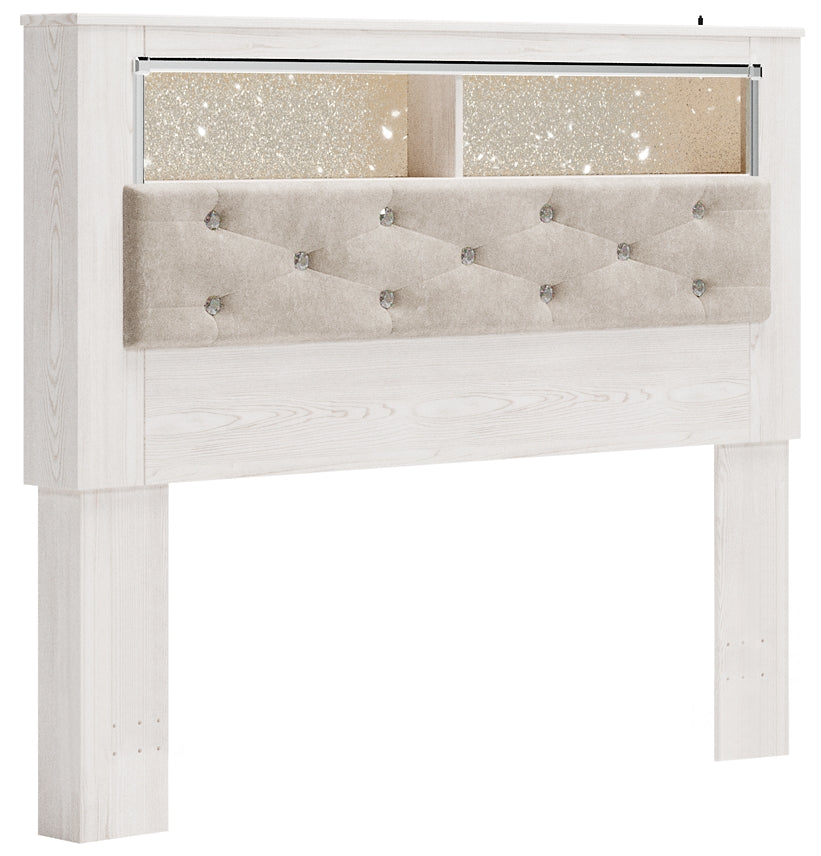 Altyra Queen Bookcase Headboard with Mirrored Dresser and Chest Smyrna Furniture Outlet