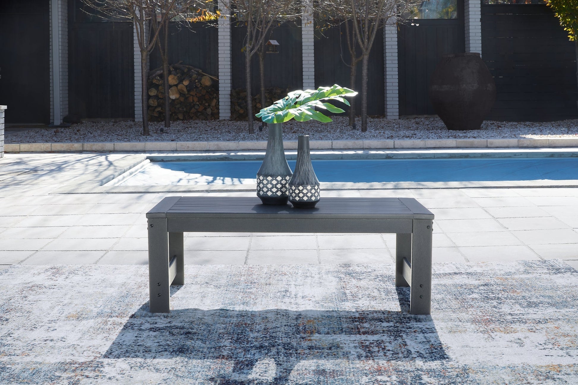 Amora Outdoor Loveseat with Coffee Table Smyrna Furniture Outlet