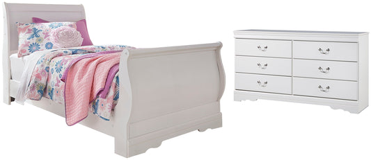Anarasia Twin Sleigh Bed with Dresser Smyrna Furniture Outlet