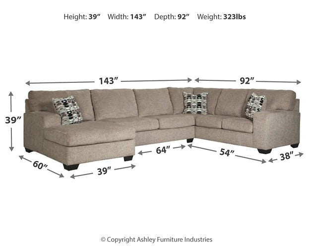 Ballinasloe 3-Piece Sectional with Chaise Smyrna Furniture Outlet