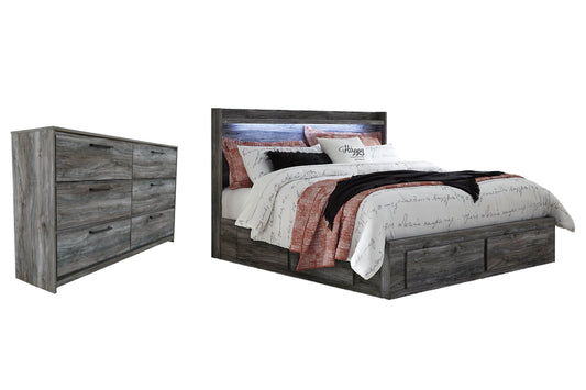 Baystorm King Panel Bed with 4 Storage Drawers with Dresser Smyrna Furniture Outlet