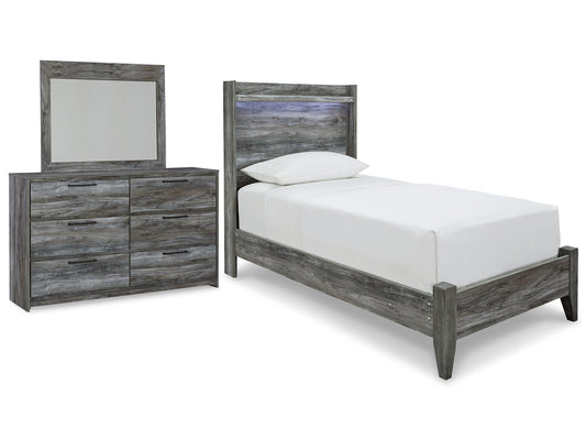 Baystorm Twin Panel Bed with Mirrored Dresser Smyrna Furniture Outlet
