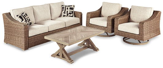 Beachcroft Outdoor Sofa and 2 Chairs with Coffee Table Smyrna Furniture Outlet