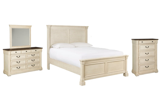 Bolanburg Queen Panel Bed with Mirrored Dresser and Chest Smyrna Furniture Outlet
