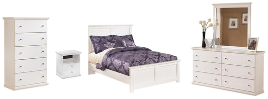 Bostwick Shoals Full Panel Bed with Mirrored Dresser, Chest and Nightstand Smyrna Furniture Outlet