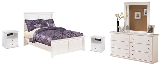 Bostwick Shoals Full Panel Bed with Mirrored Dresser and 2 Nightstands Smyrna Furniture Outlet