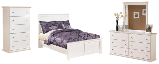 Bostwick Shoals Full Panel Bed with Mirrored Dresser and Chest Smyrna Furniture Outlet