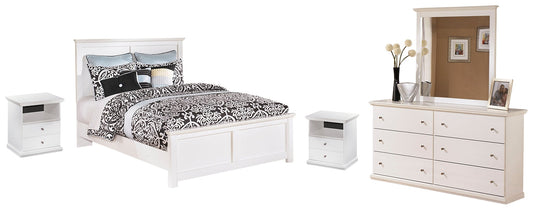 Bostwick Shoals Queen Panel Bed with Mirrored Dresser and 2 Nightstands Smyrna Furniture Outlet