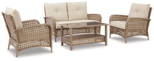 Braylee Outdoor Loveseat and 2 Chairs with Coffee Table Smyrna Furniture Outlet