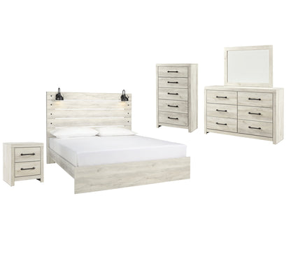 Cambeck Queen Panel Bed with Mirrored Dresser, Chest and Nightstand Smyrna Furniture Outlet