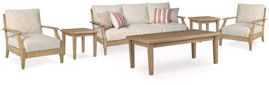 Clare View Outdoor Sofa and  2 Lounge Chairs with Coffee Table and 2 End Tables Smyrna Furniture Outlet