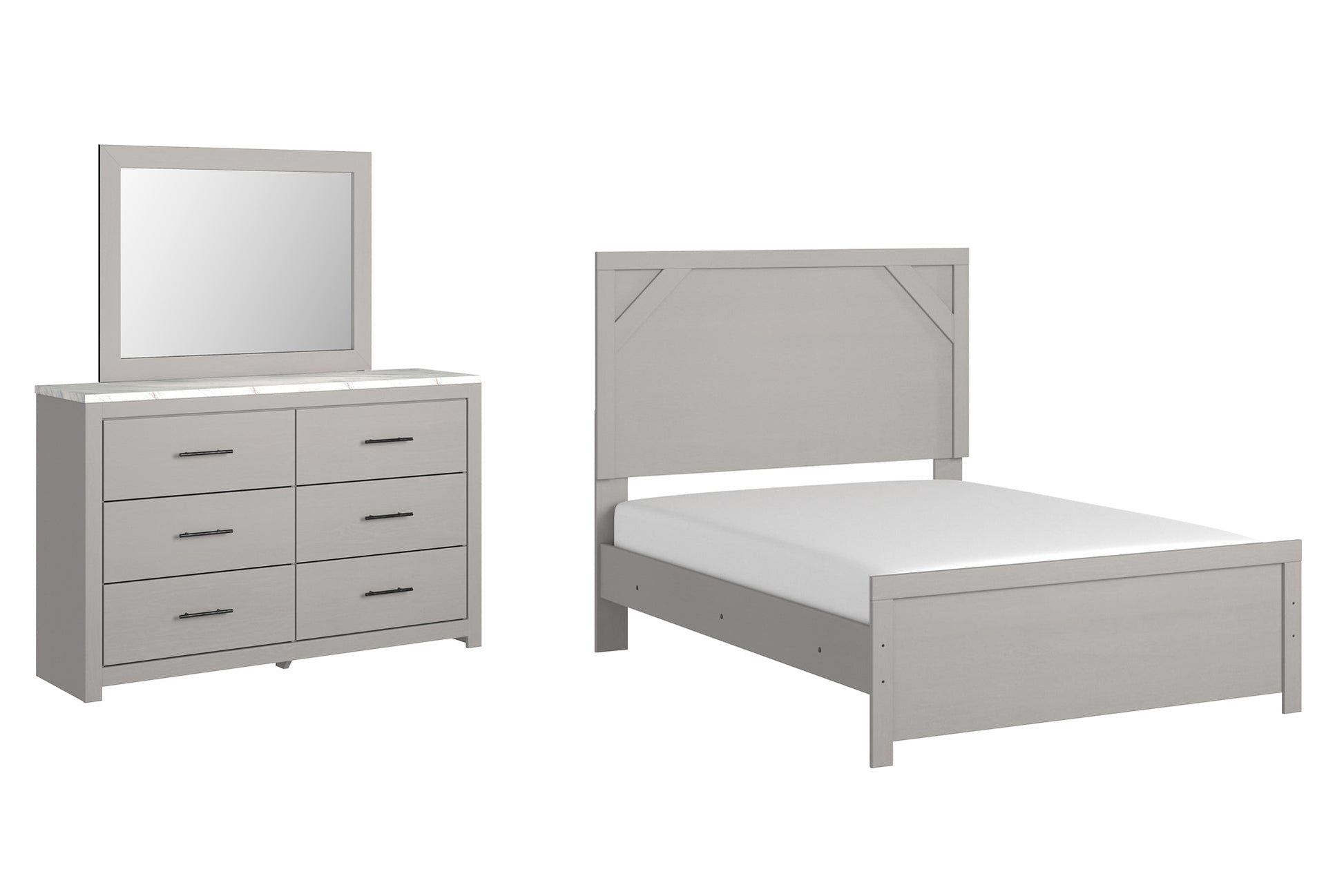 Cottonburg Full Panel Bed with Mirrored Dresser Smyrna Furniture Outlet