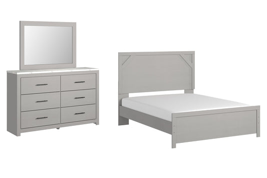 Cottonburg Queen Panel Bed with Mirrored Dresser Smyrna Furniture Outlet
