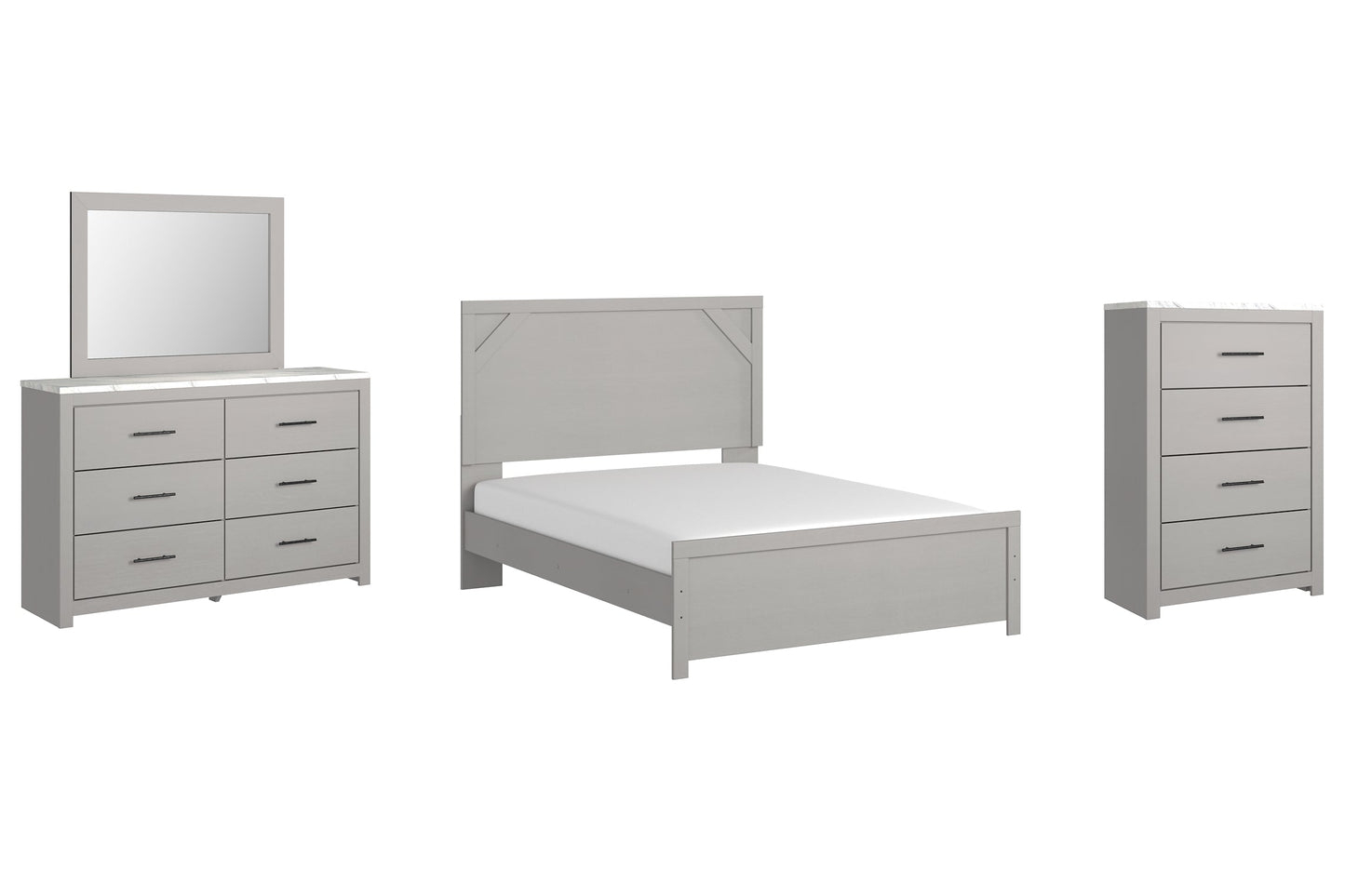 Cottonburg Queen Panel Bed with Mirrored Dresser and Chest Smyrna Furniture Outlet