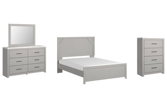 Cottonburg Queen Panel Bed with Mirrored Dresser and Chest Smyrna Furniture Outlet