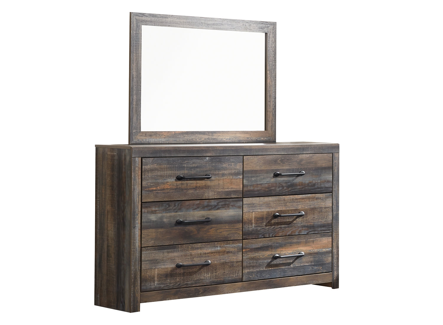 Drystan Queen Panel Headboard with Mirrored Dresser, Chest and 2 Nightstands Smyrna Furniture Outlet