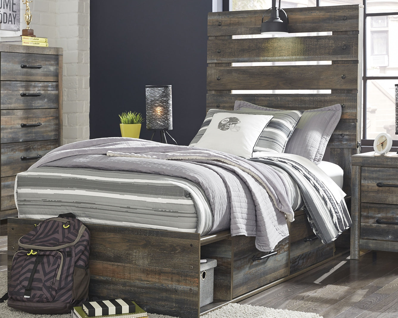 Drystan Twin Panel Headboard with Dresser Smyrna Furniture Outlet