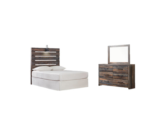 Drystan Twin Panel Headboard with Mirrored Dresser Smyrna Furniture Outlet