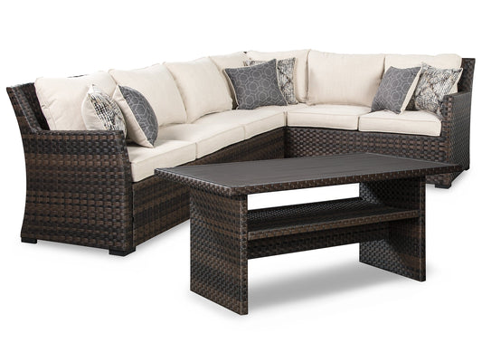 Easy Isle 3-Piece Sofa Sectional and Chair with Table Smyrna Furniture Outlet