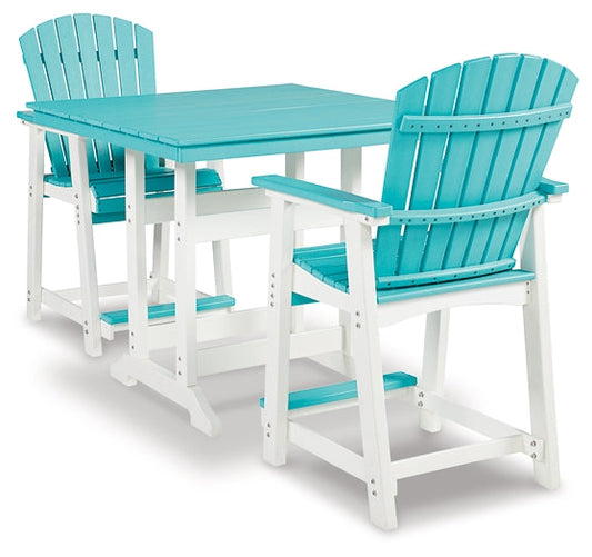 Eisely Outdoor Counter Height Dining Table and 2 Barstools Smyrna Furniture Outlet