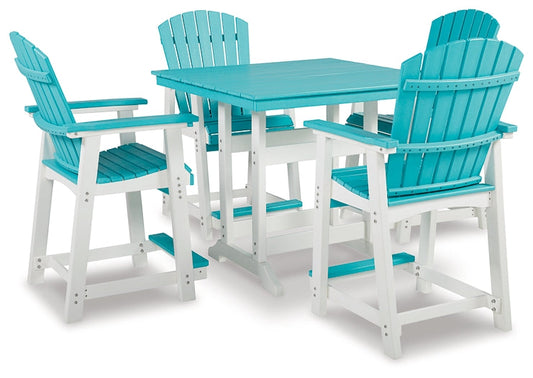 Eisely Outdoor Counter Height Dining Table and 4 Barstools Smyrna Furniture Outlet