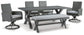 Elite Park Outdoor Dining Table and 4 Chairs and Bench Smyrna Furniture Outlet