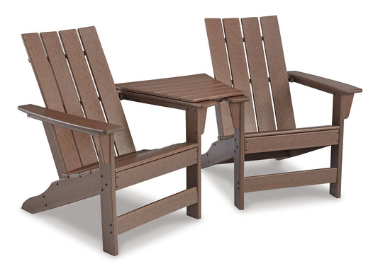 Emmeline 2 Adirondack Chairs with Connector Table Smyrna Furniture Outlet