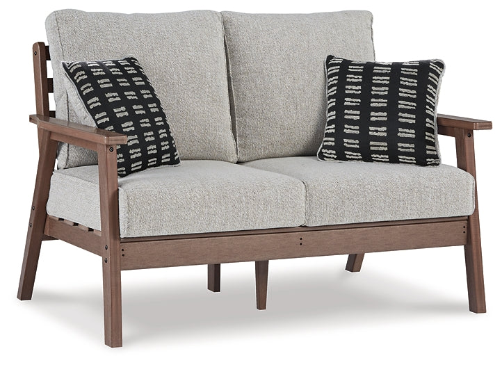 Emmeline Outdoor Loveseat with Coffee Table Smyrna Furniture Outlet