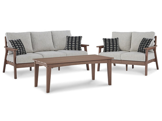 Emmeline Outdoor Sofa and Loveseat with Coffee Table Smyrna Furniture Outlet