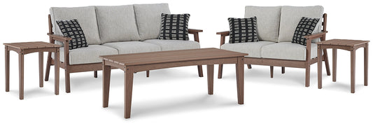 Emmeline Outdoor Sofa and Loveseat with Coffee Table and 2 End Tables Smyrna Furniture Outlet
