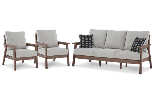 Emmeline Outdoor Sofa with 2 Lounge Chairs Smyrna Furniture Outlet
