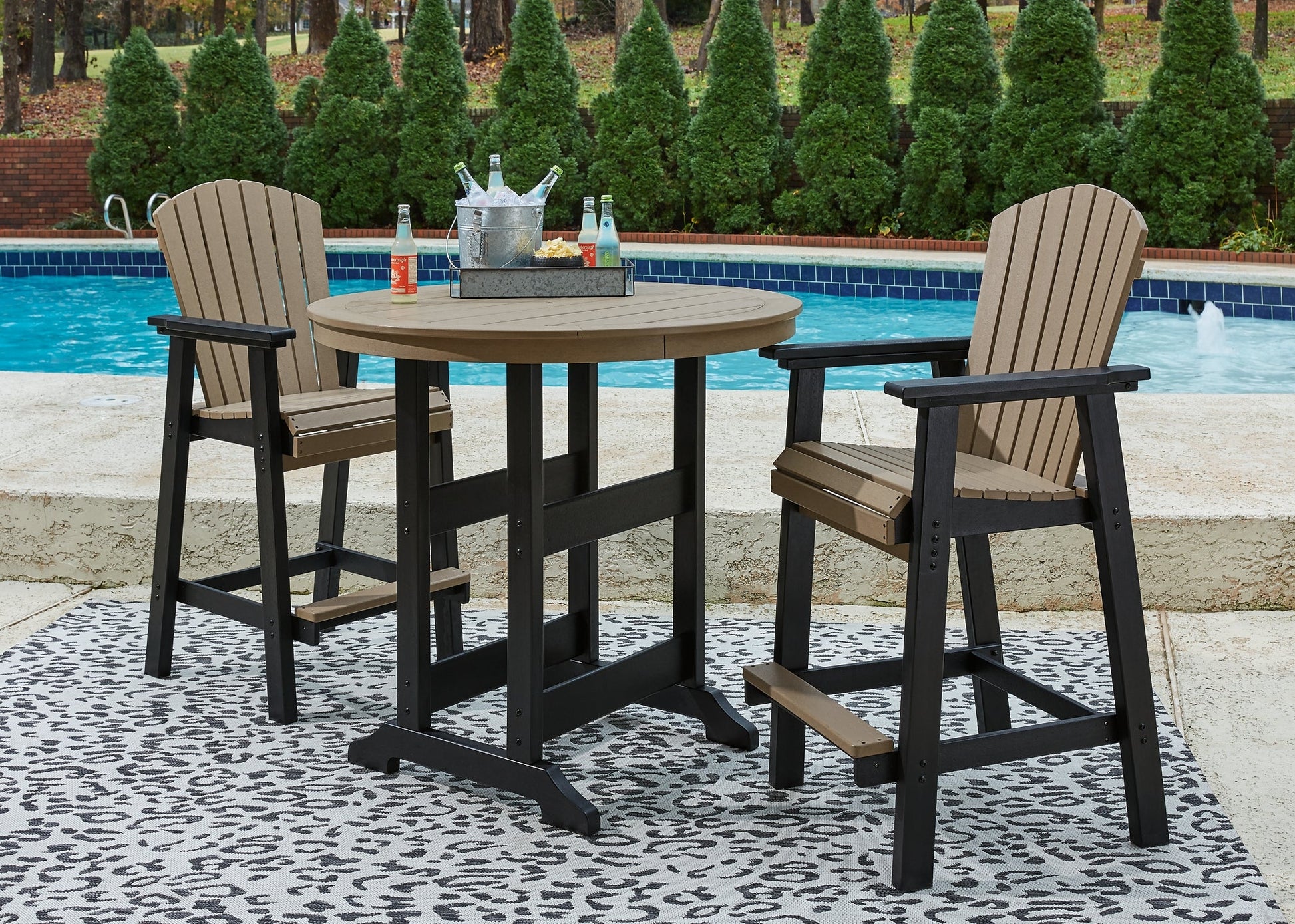 Fairen Trail Outdoor Bar Table and 2 Barstools Smyrna Furniture Outlet