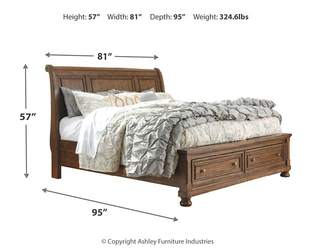 Flynnter Queen Sleigh Bed with 2 Storage Drawers with Dresser with Dresser Smyrna Furniture Outlet