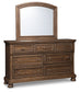 Flynnter Queen Sleigh Bed with 2 Storage Drawers with Mirrored Dresser, Chest and 2 Nightstands Smyrna Furniture Outlet