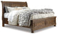 Flynnter Queen Sleigh Bed with 2 Storage Drawers with Mirrored Dresser and 2 Nightstands Smyrna Furniture Outlet