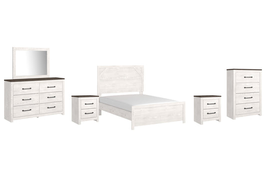 Gerridan Full Panel Bed with Mirrored Dresser, Chest and 2 Nightstands Smyrna Furniture Outlet