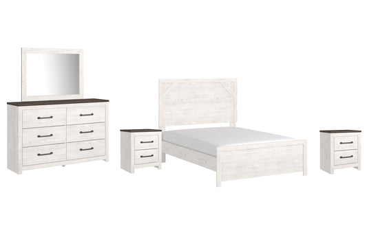 Gerridan Full Panel Bed with Mirrored Dresser and 2 Nightstands Smyrna Furniture Outlet