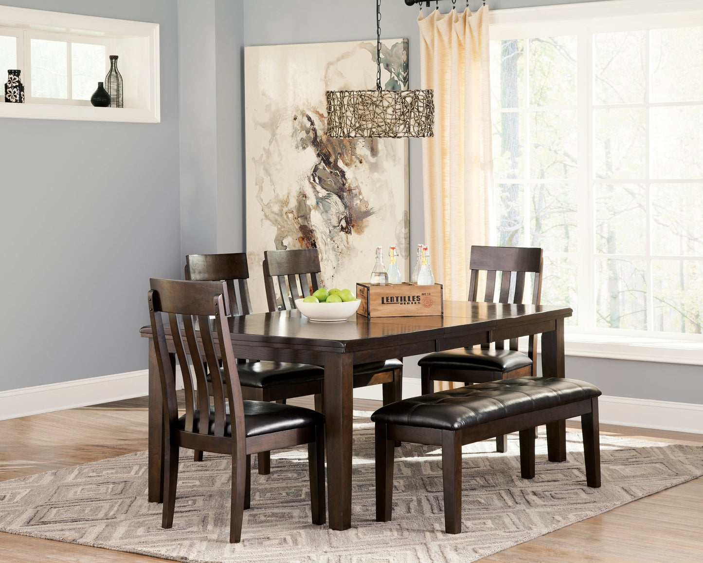 Haddigan Dining Table and 4 Chairs and Bench Smyrna Furniture Outlet