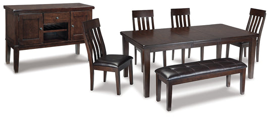 Haddigan Dining Table and 4 Chairs and Bench with Storage Smyrna Furniture Outlet