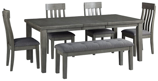 Hallanden Dining Table and 4 Chairs and Bench Smyrna Furniture Outlet